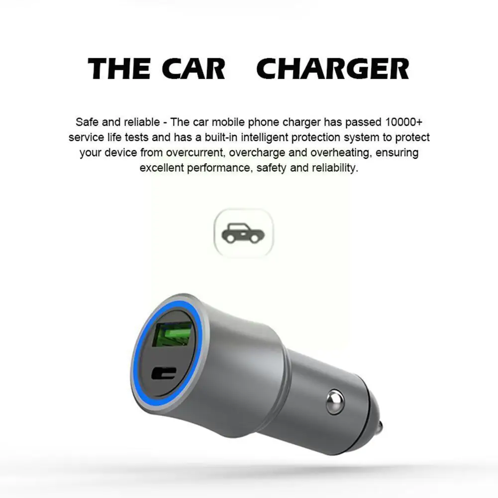 

Автомобильное зарядное устройство Usb Pps с двумя портами Usb Type-C, 45 Вт