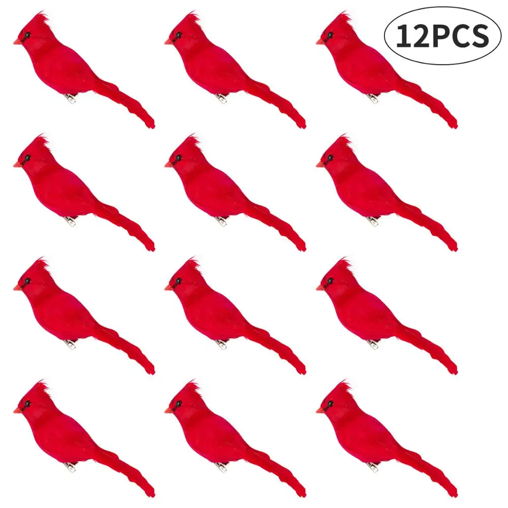 

12pcs reative Foam Feather Artificial Parrots Imitation Bird Christmas Bird Ornament Model Home Outdoors Garden Wedding Decor