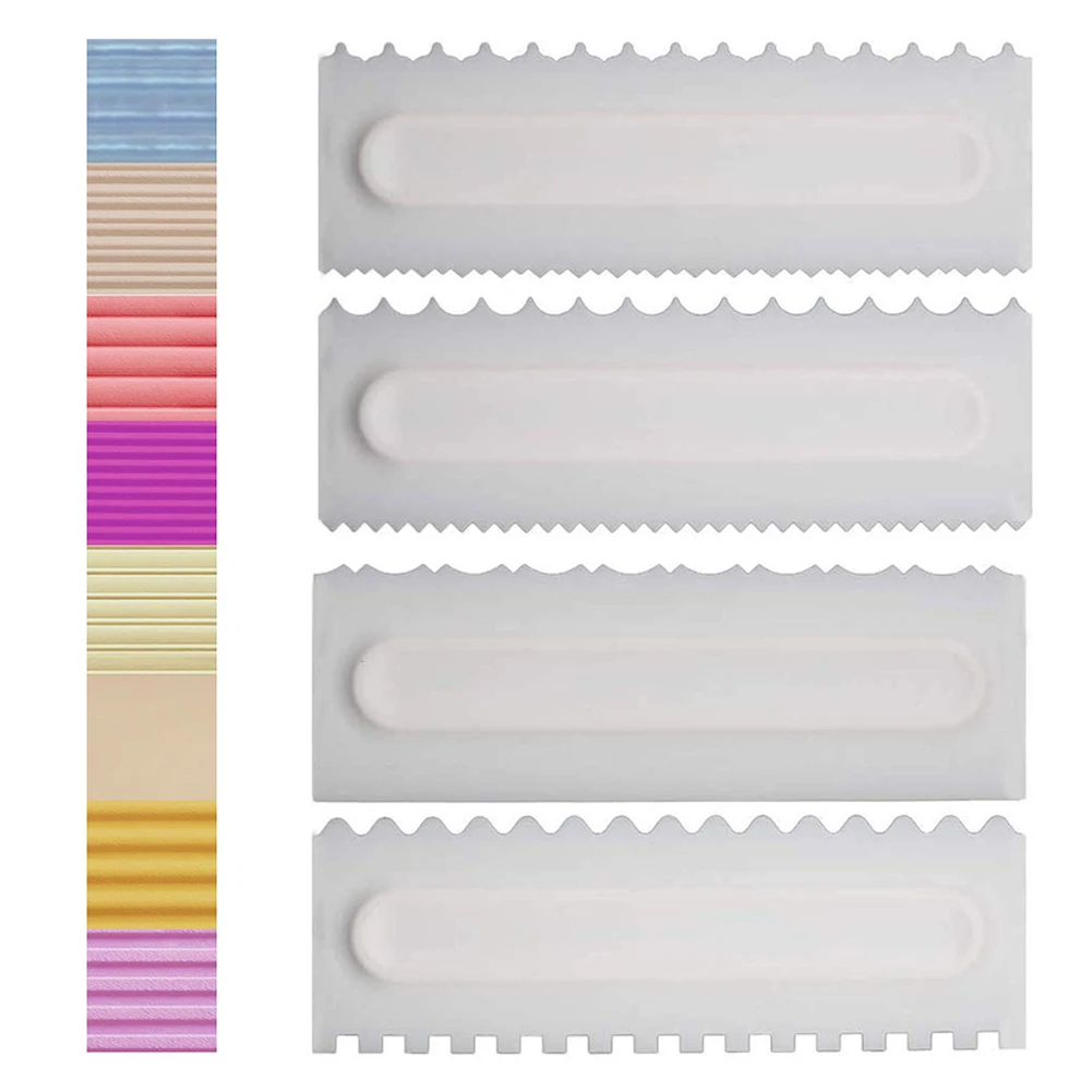 

4pcs Cake Decorating Comb Cake Scraper Smoother Cream Decor Pastry Icing Comb Fondant Spatulas Baking Pastry Tools For Cakes
