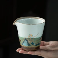 stone celadon glaze furushan pitcher japanese style kiln baked retro large size ceramic tea pitcher tea pot chahai gong dao bei