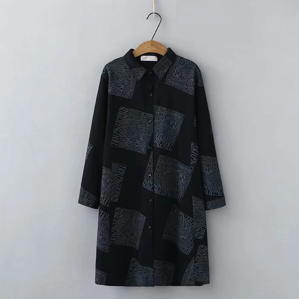 Рубашка Supermiss Женская с длинным рукавом размера плюс Повседневная Туника принтом