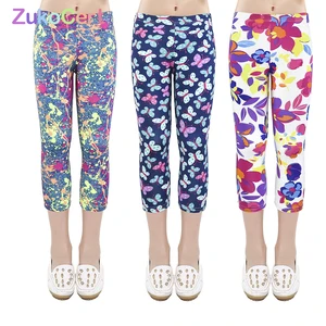 Детские облегающие леггинсы длиной до икры с принтом