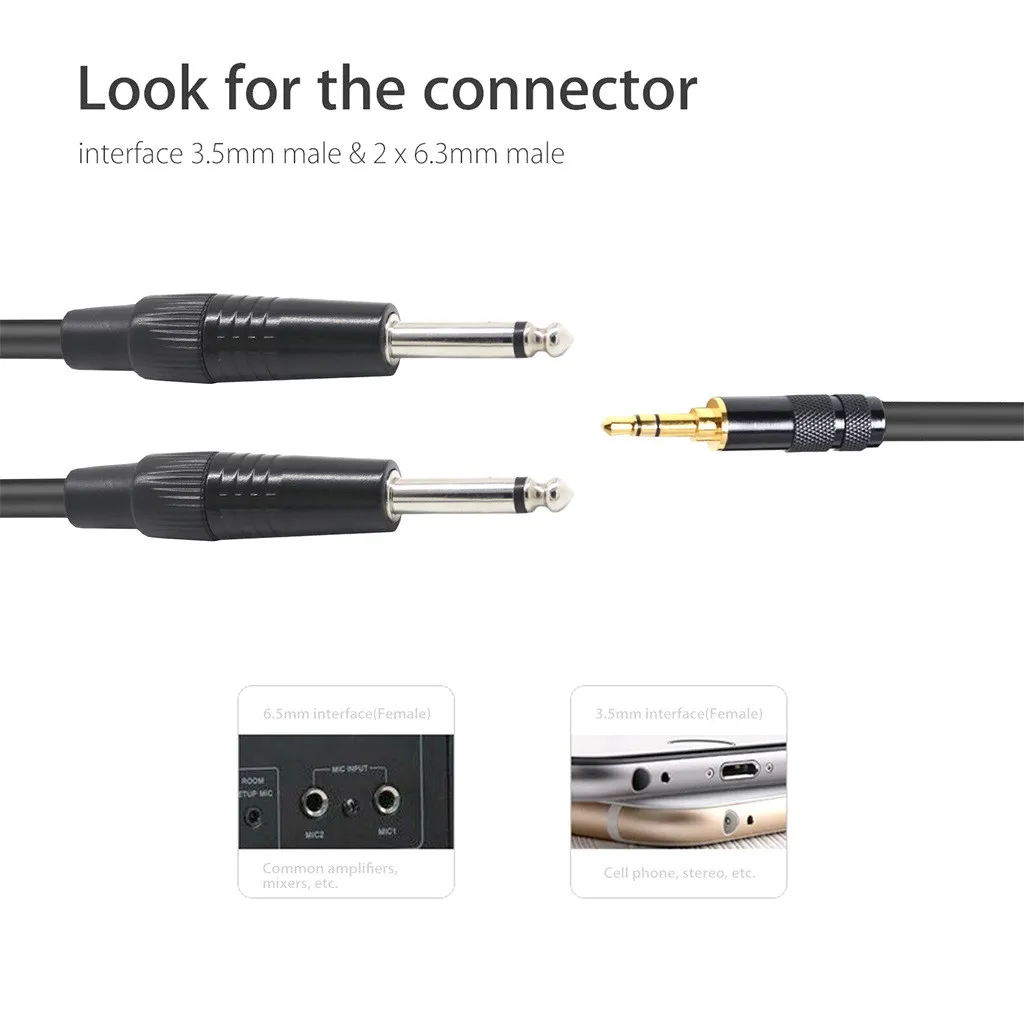 Мужской 3.5mm 1/8 до 6 35 мм 1/4 мужской разъем TRS стерео аудио AUX кабель для iPod 3/5 3 5