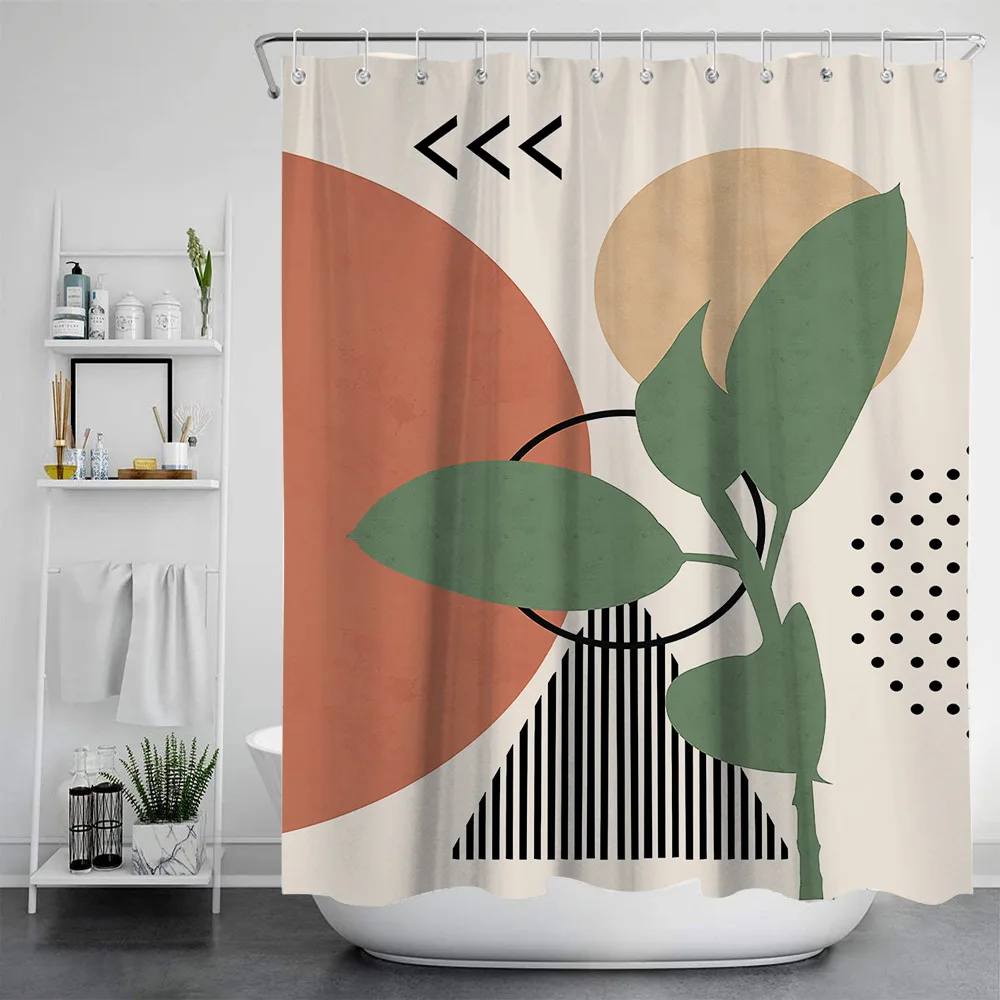 

Nordic Style Waterproof And Mildew Proof Printing Shower Curtain Bathroom Curtain With Plastic Hook Decoration Bathroom Curtain
