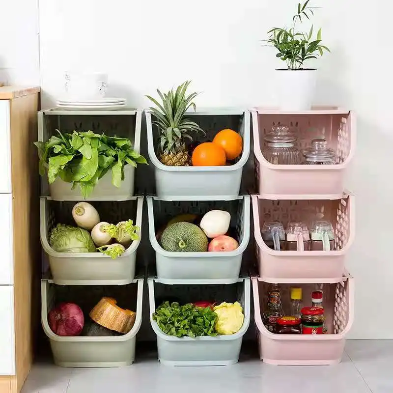 

NEW Large-capacity Kitchen Storage Basket Can Be Stackable Fruit and Vegetable Basket Home Storage Organization Finishing Rack