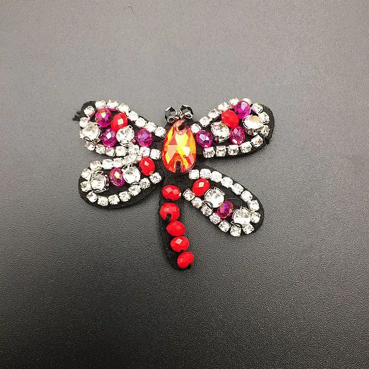 2 шт./лот вышитая вручную бисером Блестящая бабочка глаза Стрекоза epaulette патч пришить одежду обувь шляпа diy наклейки A128
