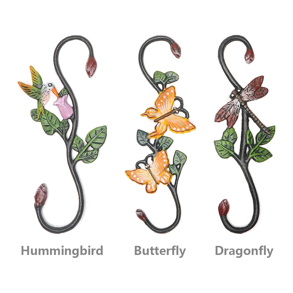 

3pcs Patio Balcony S Hook Painted Cast Iron Wall Birdfeeder Hanger Gardening Hanging Plant Yard Heavy Duty Home Decor