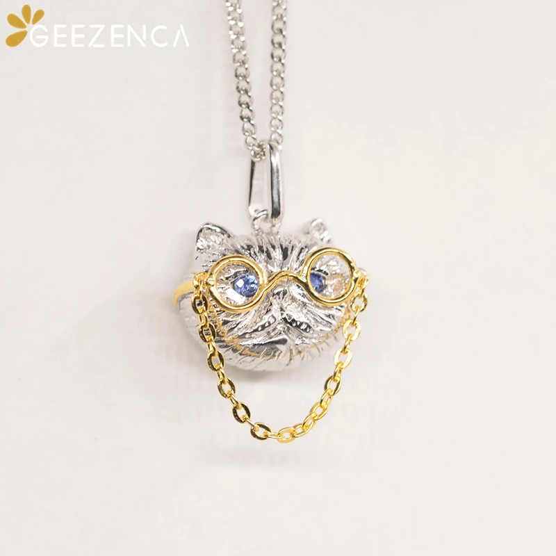 925 Sterling Silver Garfield Face Sapphire Pendant Necklace Fine Jewelry For Women Trendy Gemstone Necklace Gift Original Design