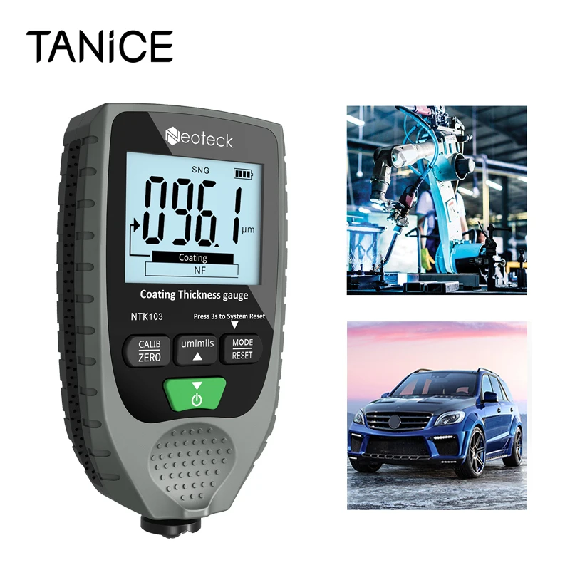 

TANiCE Car Paint Coating Thickness Gauge Meter Fe& NFe Probe For Both Steel And Aluminum Base Metal Car 0-1500um Thickness Meter