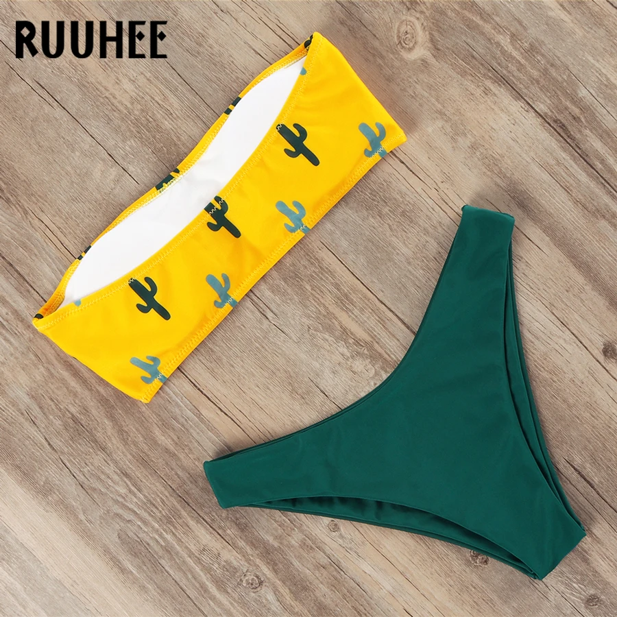 RUUHEE, черный купальник бикини, сексуальный купальник для женщин,, бандо, бразильский комплект бикини, купальный костюм, летний купальник, пляжная одежда