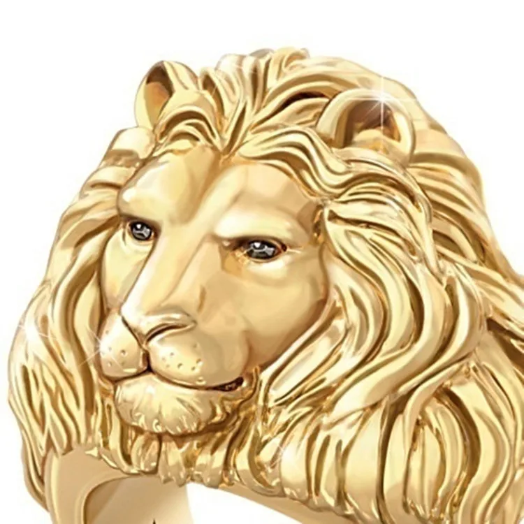 

Fashion Jewelry Rings, Golden lion head ring, Men's ring