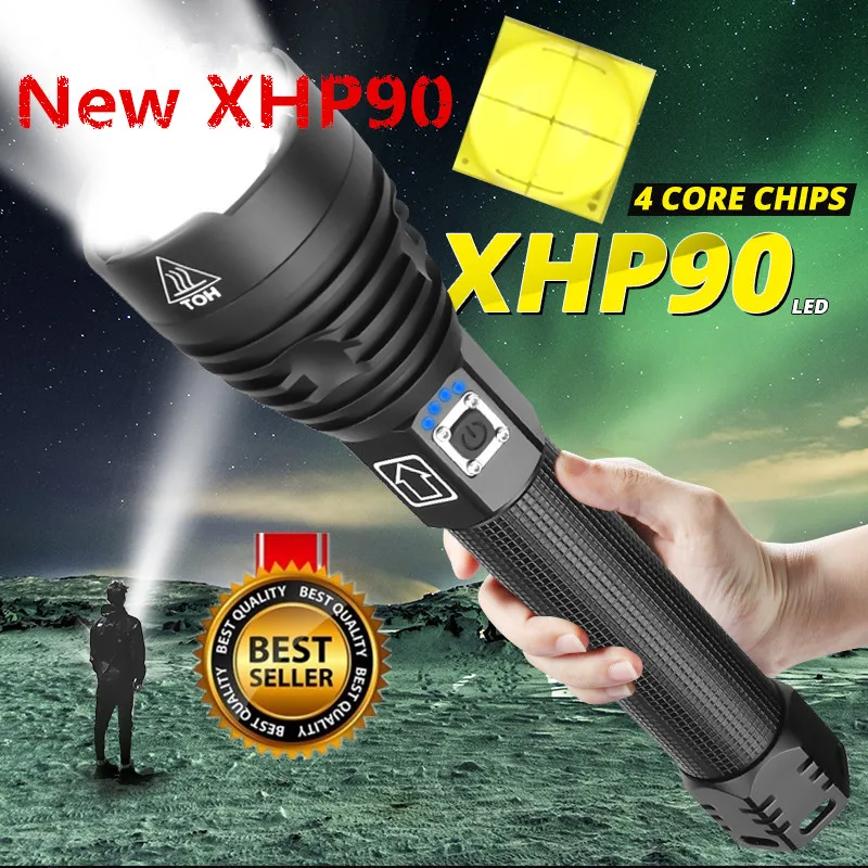 Супер мощный Xlamp XHP70.2 XHP90 светодиодный фонарь USB XHP50 лампа Zoom тактический 18650 26650