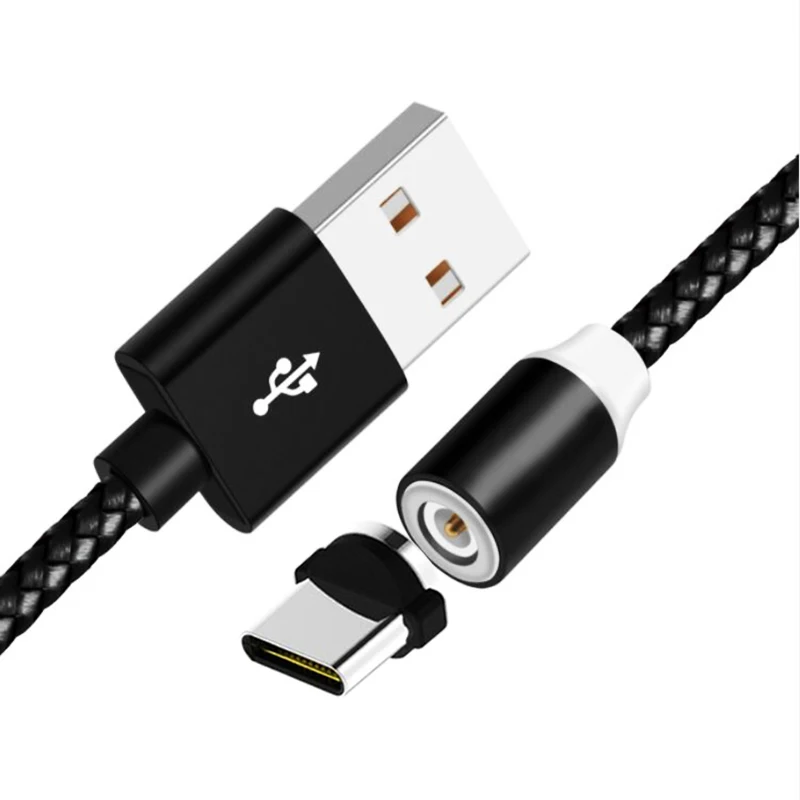 Black for Type C 360 СВЕТОДИОДНЫЙ Магнитный зарядный кабель для iPhone XR XS MAX X 8 7 6 6S Plus, магнитное зарядное устройство для мобильного телефона, кабель Micro USB C, провод типа C - Тип штекера: Black for Type C