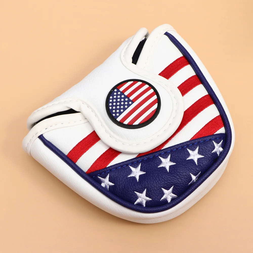 

Mallet Putter Covers Headcover PU Leather USA Flag Style Half-round Club Head Cover Head Cover