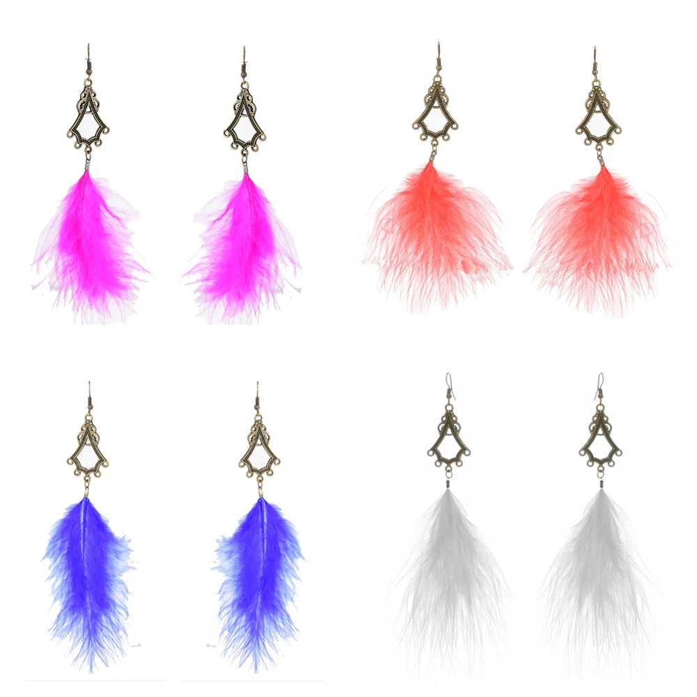 4 пары/компл. НОВЫЕ шикарные серьги-подвески с перьями для женщин раньше