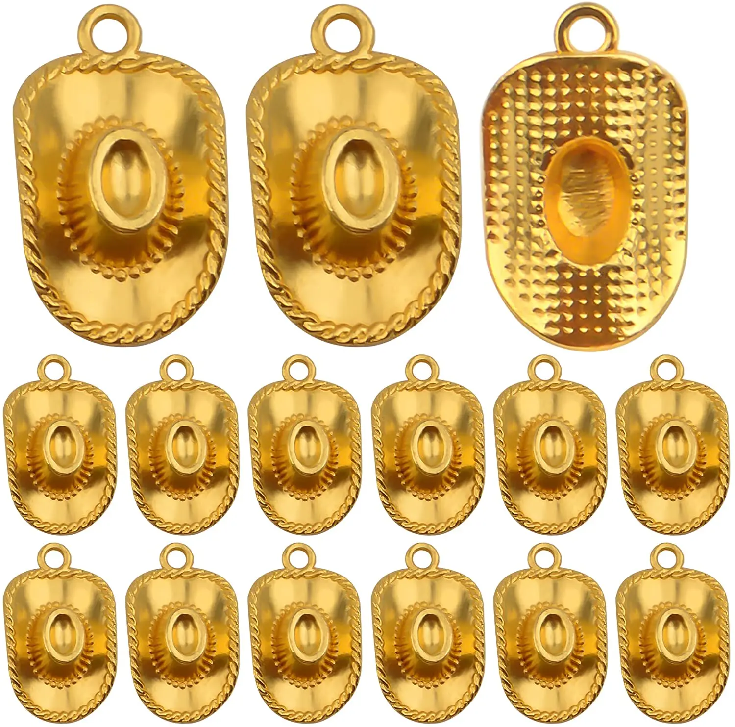 

50pcs Antique Golden Cowboy Hat Charm Alloy Western Hat Dangle Pendants Craft Supplies for DIY Necklace Bracelet Jewelry Making