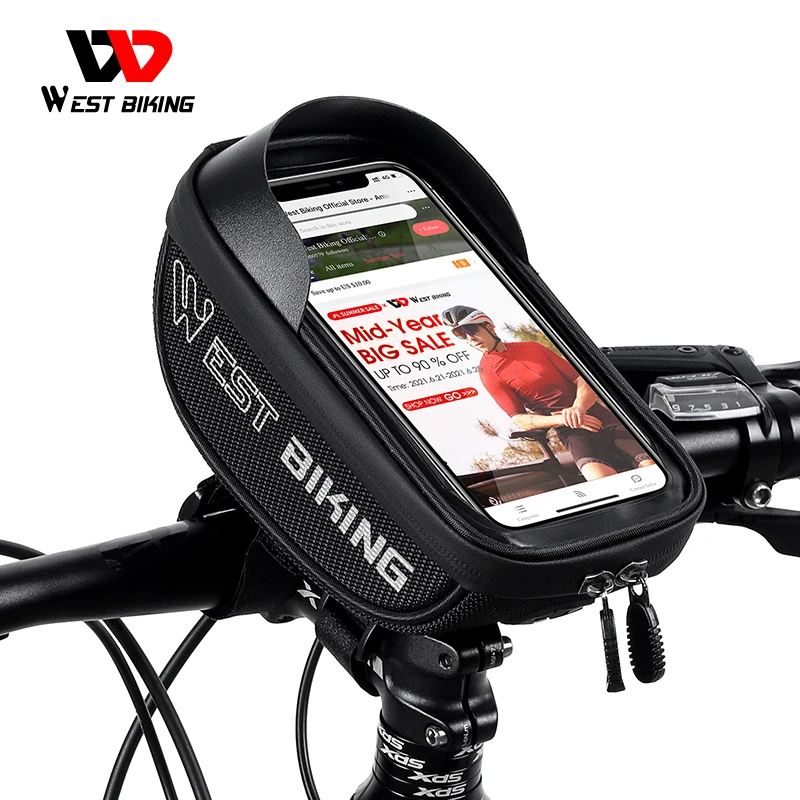 

WEST BIKING Reflective Cycling MTB Road Bike Handlebar Phone Front Frame Touch Screen Bicycle Bag Accessories Panniers
