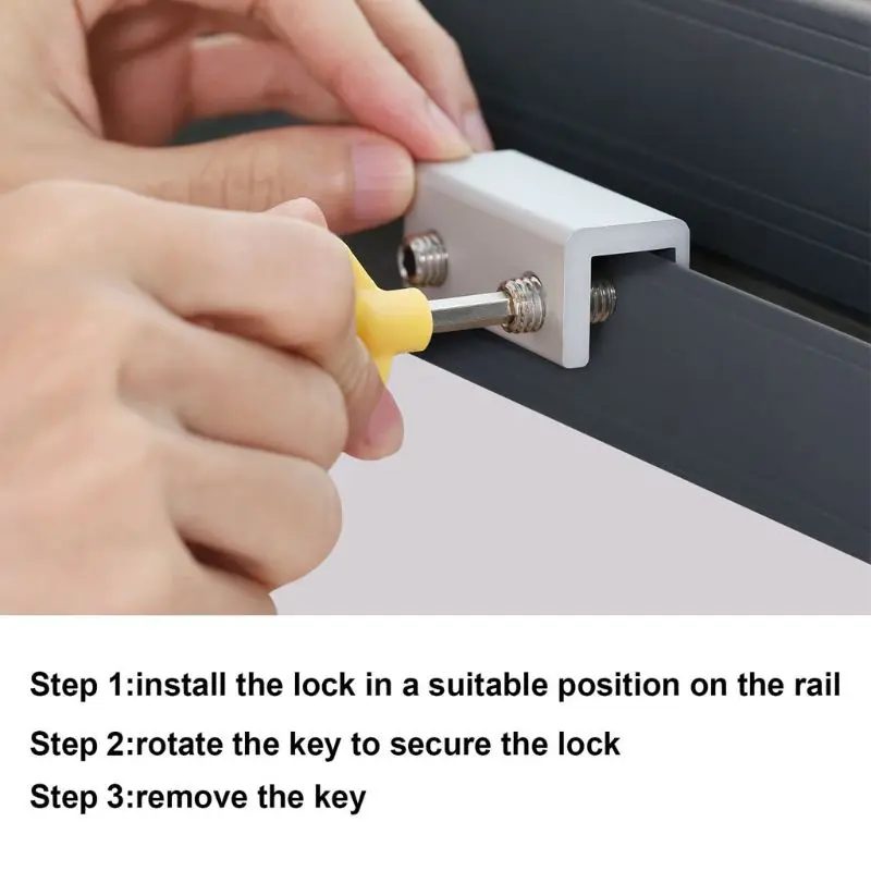 Регулируемый раздвижной оконный замок алюминиевый сплав защитная рамка с ключом