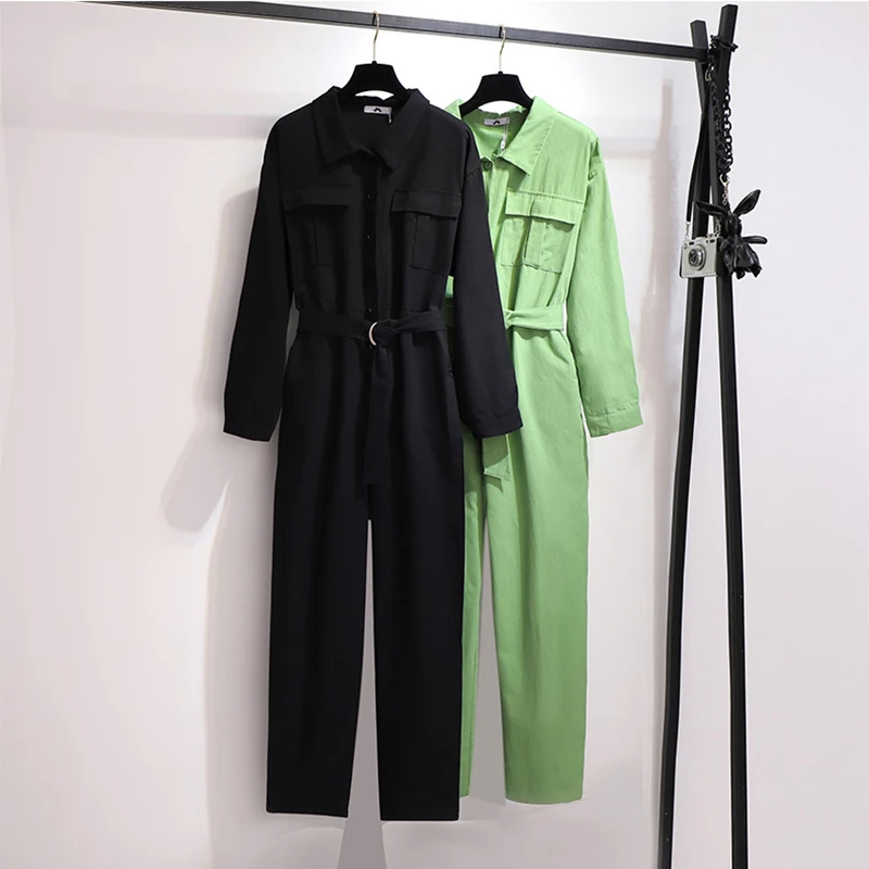 

200 catties cover the meat was thin western style tooling jumpsuit women plus size 6xl loose casual new jumpsuit spring tide s54