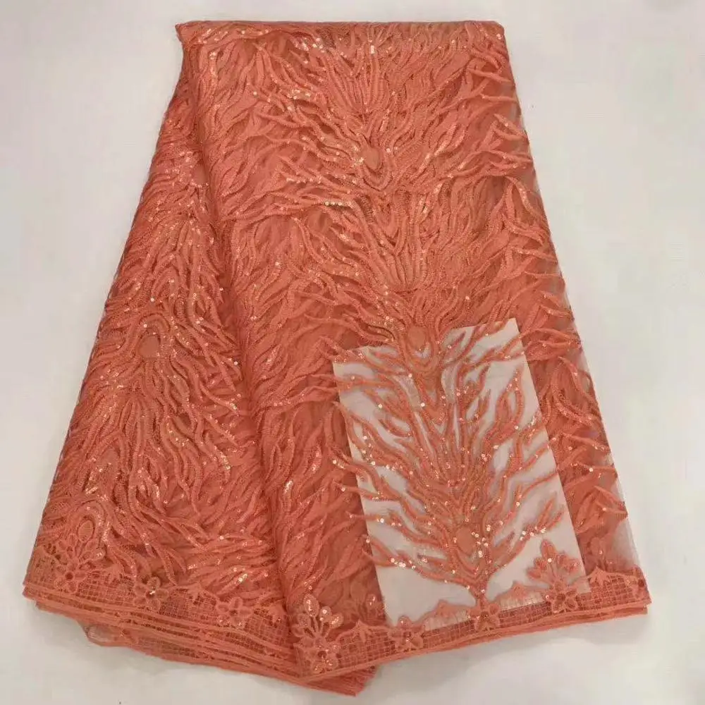 

2019 Embroidery Sequins African High Quality Net Swiss French Voile Guipure tulle mesh Lace Fabric For dress 5 y RL0828