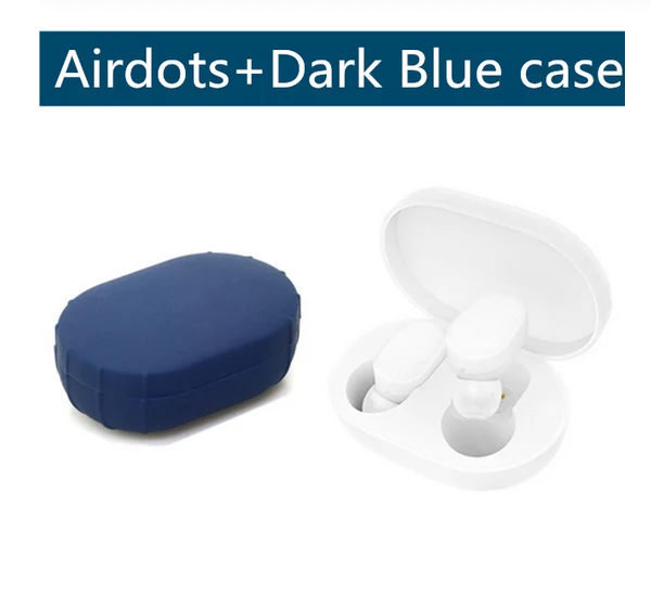 add dark blue case Xiao mi AirDots Youth Bluetooth 5,0 TWS наушники Tap control mi гарнитура с зарядным устройством 6,5 г Handsfree AI control Белый - Цвет: add dark blue case
