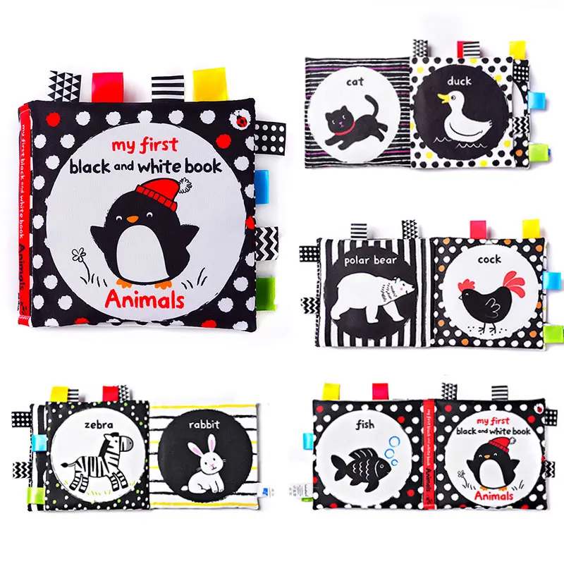 

Baby First Book Early Learning Black And White Book For Baby Soft Cloth Book Animals Montessori Book Baby Toys 0 12 Months