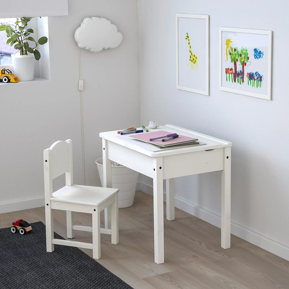 Table with storage compartment SUNDVIK Swedish Quality Products white 60x45 cm tables for a child furniture Children 