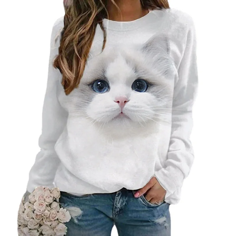 

Women Crewneck Sweatshirt Girl Hoodies Pullover Spring Autumn Female Volumetric Printing Tops Size S M L XL 2XL 3XL