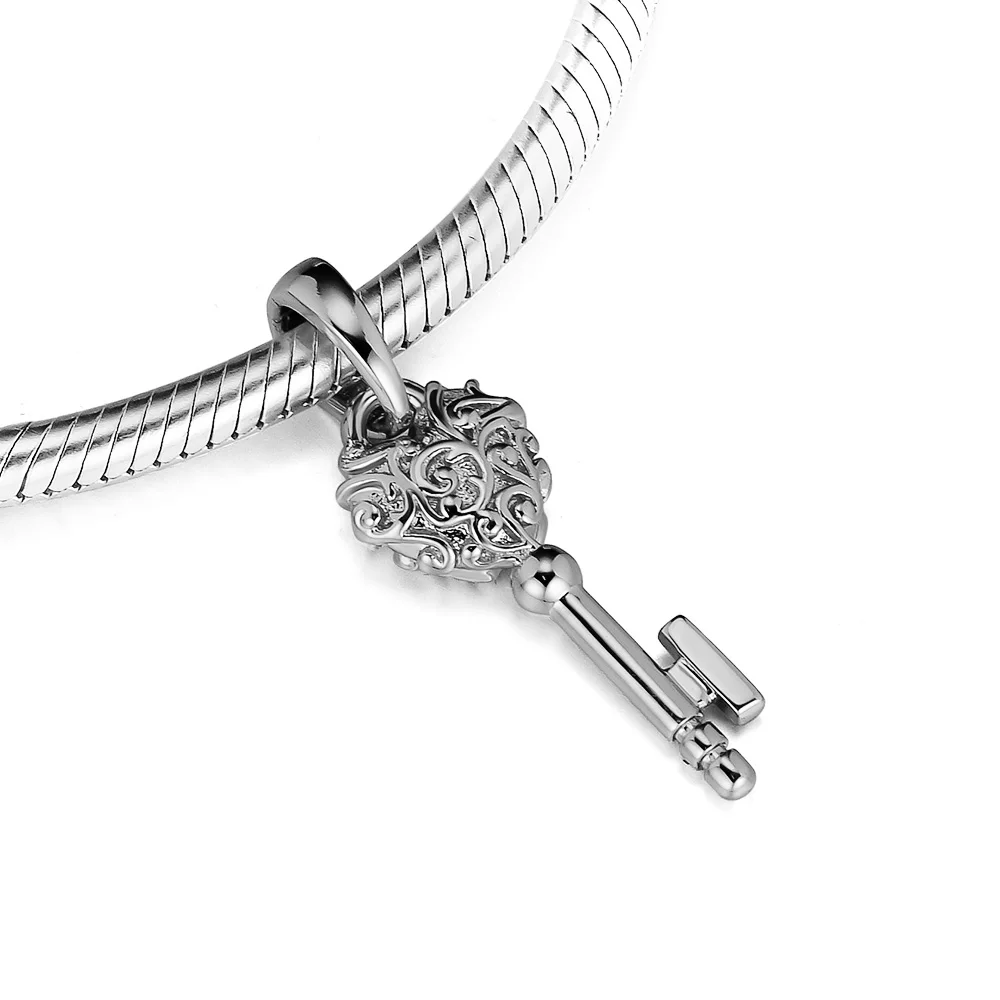 

Charms 925 Silver Original Fit Pandora Bracelets Sterling Silver Regal Key Pendant Charm Beads for diy Women Jewelry