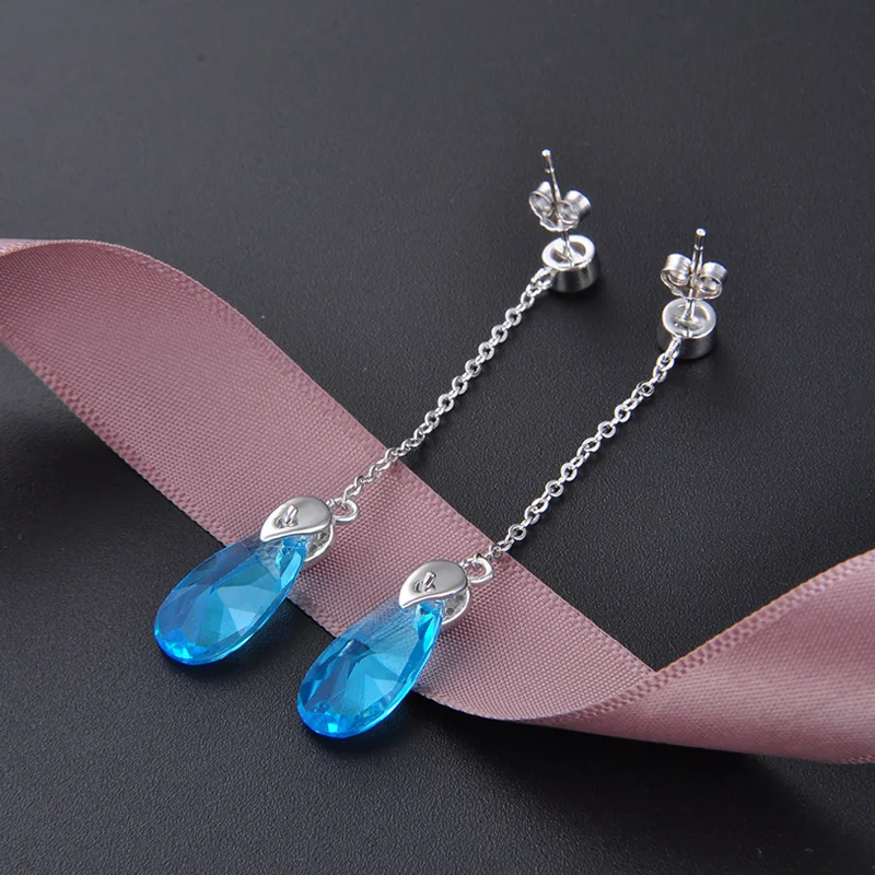 

Long 925 Sterling Silver Zircon Earrings with tassel accessories