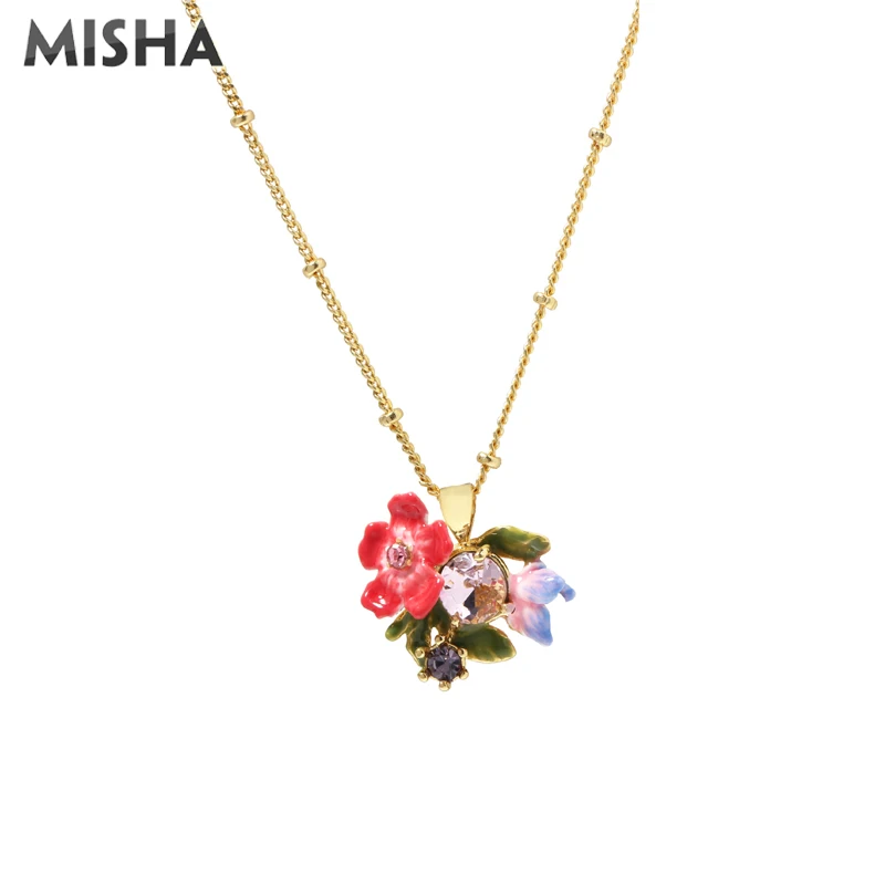 MISHA, Роскошные Ювелирные наборы, очаровательное дамское ожерелье, брошь с серьгами, эмалированная глазурь, цветок, ювелирное изделие, подарок, ожерелье, серьги, наборы 1092