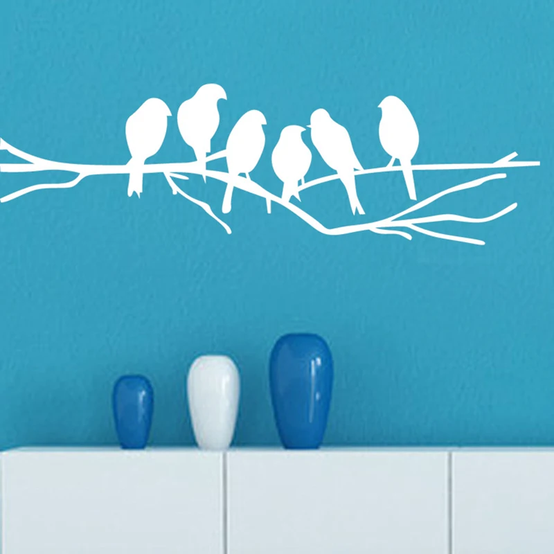 Белые черные птицы на планке наклейка для гостиной настенные наклейки