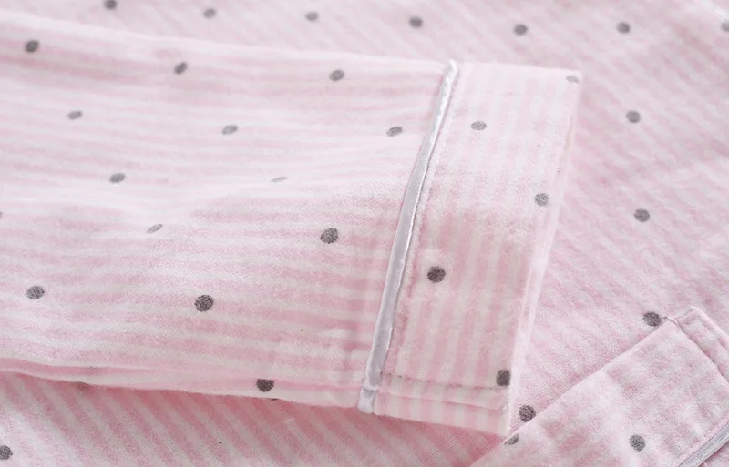 Women Long Sleeve Cute Casual Pajamas Korean Loose Striped Housewear Suits Autumn and Winter Cotton Sleepwear Couple Home Pj Set