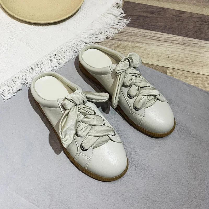 

Women Sneakers Flats Platform Shoes Fashion Lace-up Outdoor Casual Half Slippers Slippers Ladies Shoes