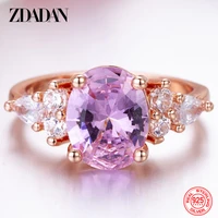 zdadan 925 sterling silver pink crystal cz ring for women fashion party jewelry wholesale