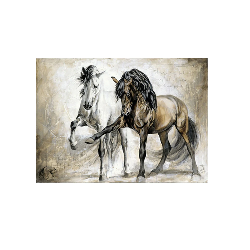 1518horse Самоотверженное искусство винтажная Лошадь Картина на холсте для ресторана, украшения спальни современные декоративные картины животных - Цвет: 1518horse
