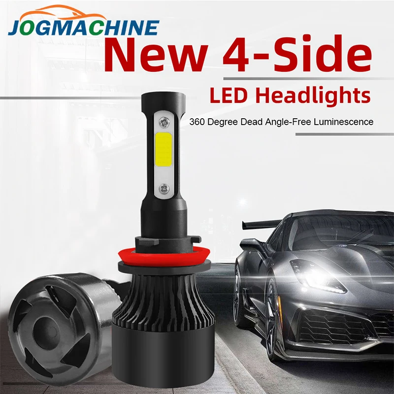 2pcs Car Headlight H4 H7 H8 H9 H11 Car 4-Sides LED Headlight 9004 9005 9005 9006 H13 200W 20000LM Hi/Low Kit Bulbs Beam 6000K