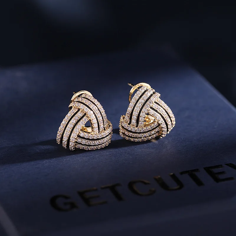 

New Fashion Geometric Earrings, Atmospheric Design, Zircon Earrings, Korean Style S925 Silver Pin Earrings