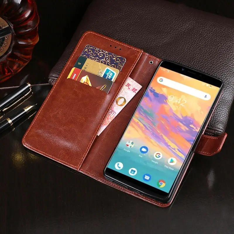 Чехол книжка для Umidigi A3S деловой кожаный чехол бумажник телефона чехлы со слотом