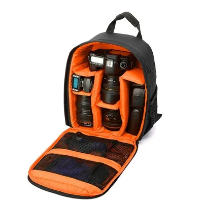 Orange camera bag Водонепроницаемая сумка для цифровой зеркальной фотокамеры Рюкзак для видеокамеры Mochila Fotografia двойные сумки на плечо для Nikon Canon - Цвет: Orange camera bag