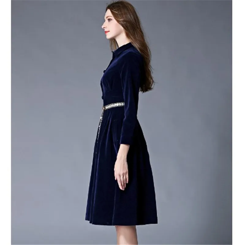 Женское бархатное платье с длинным рукавом поясом|female dress|winter dress 2016winter |