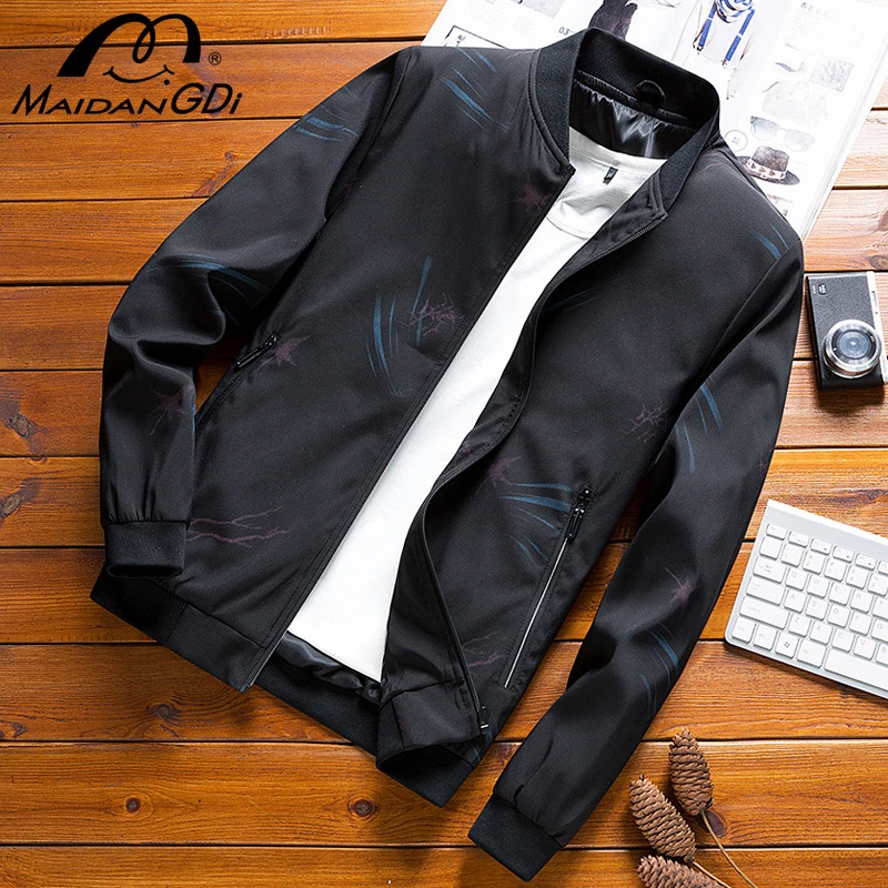 Мужская Повседневная ветровка MAIDANGDI однотонная приталенная куртка из 2020 хлопка