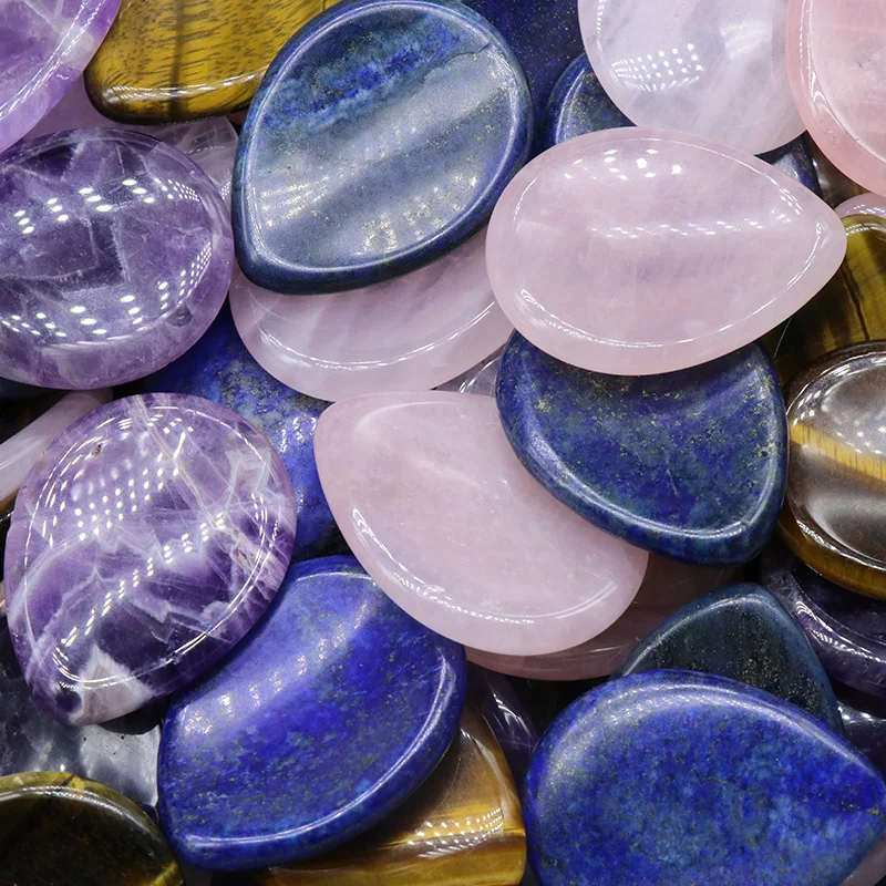

Worry Stone Water Drop Shape Thumb Decompression Rose Quartz Healing Crystals and Stones Meridian Massage Facial Scraping Plate