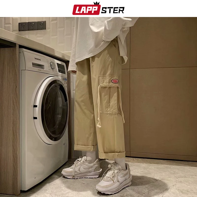 

LAPPSTER мужские Harajuku Японская уличная одежда Спортивные штаны 2021 мужские свободные винтажные брюки-карго штаны мужские хлопковые корейской м...