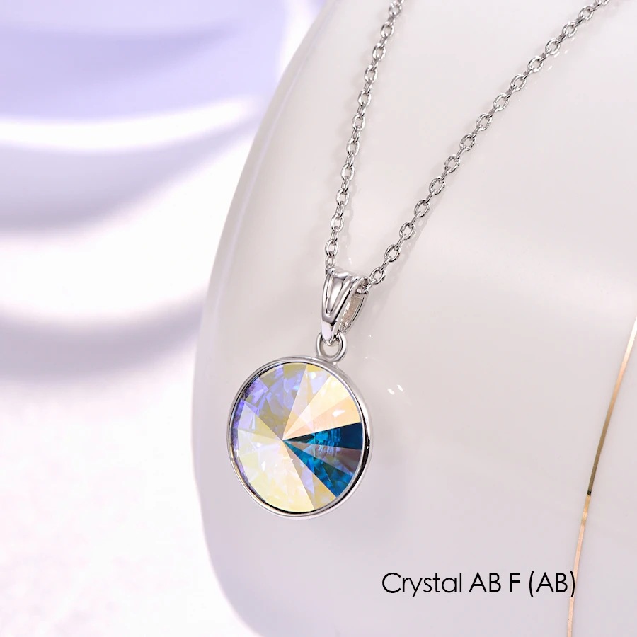 Ожерелье с кристаллами Swarovski, новая мода, круглый камень Bella RIVOLI, ожерелье с кулоном для женщин, элегантные вечерние ювелирные изделия на свадьбу - Окраска металла: Crystal AB (001 AB)