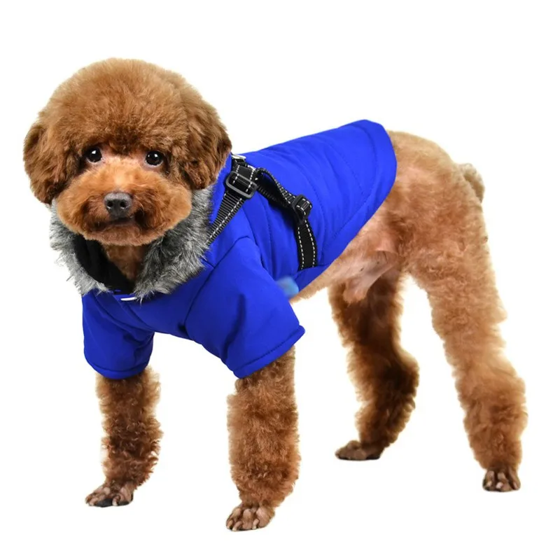

2021 Puppy Hoodies Coat With Warm Winter Simple Vest Clothes Jacket For Strap Design Pet Dog Cotton Clothing For Small Dogs