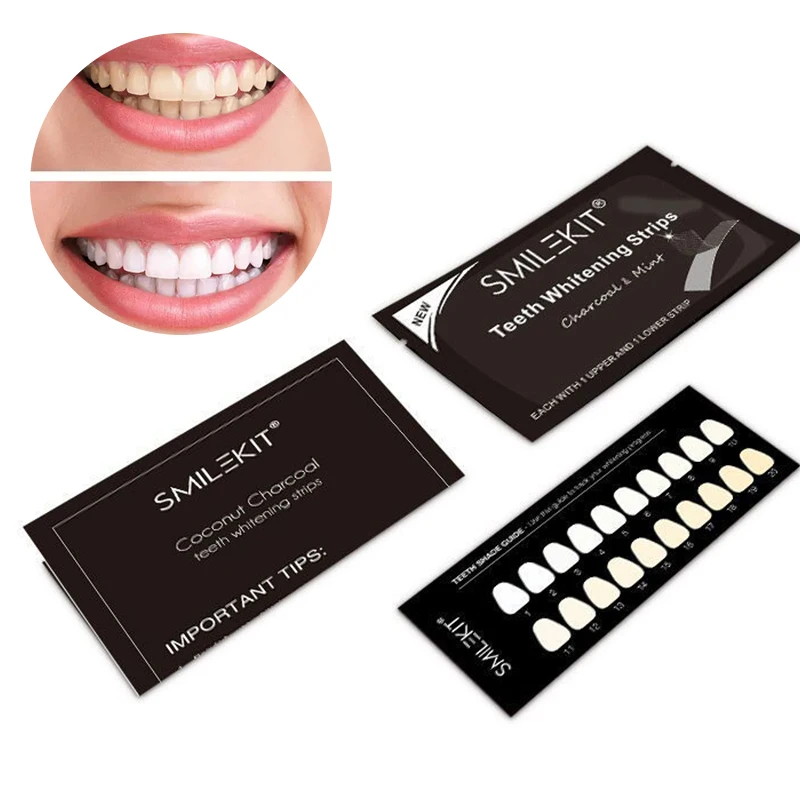 

14/28pcs Charcoal Teeth Whitening Strips Tooth Stain Removal Oral Hygiene Care Dental Shade Bleaching Kit Enamel White Tool