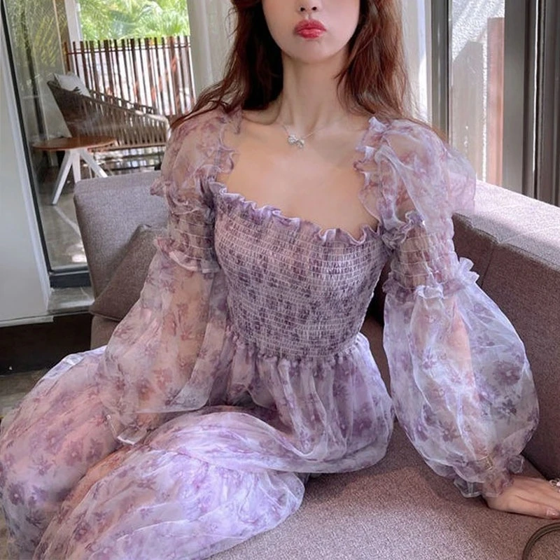 

Летнее элегантное женское платье Lucyever, модель 2021 года, милое Сетчатое лоскутное платье, романтичное платье во французском стиле