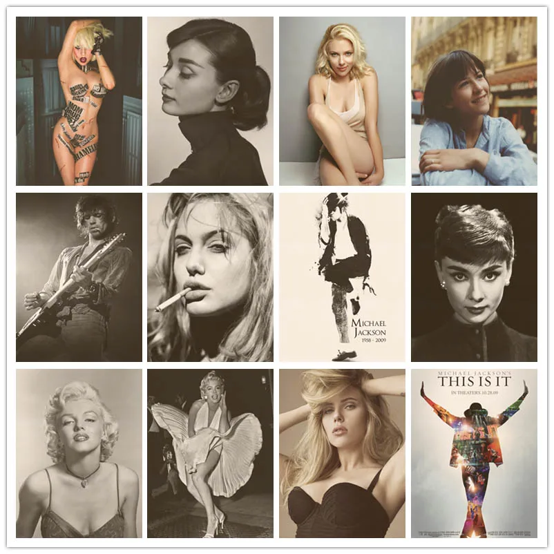 Великолепные JL Ретро Майкл Джексон Монро Джоли Леди Гага Скарлетт домашний ретро