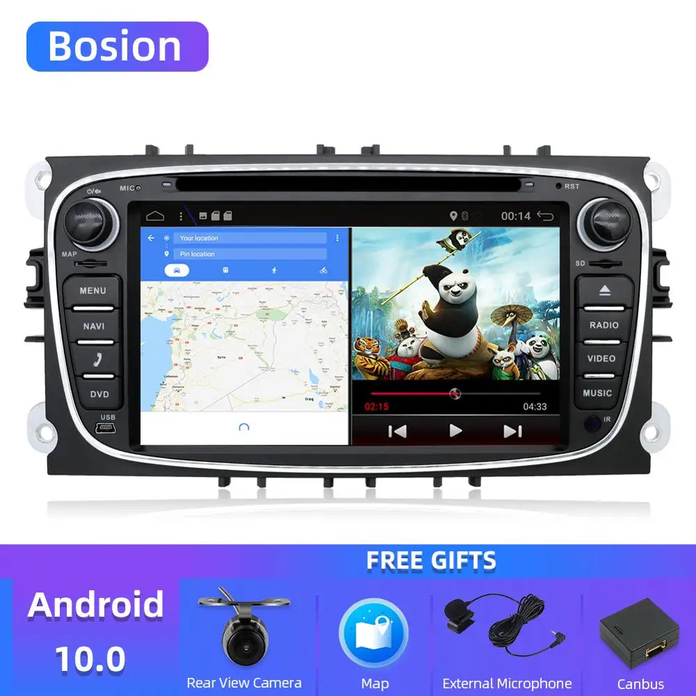 Bosion 2 din Android 10 0 четырехъядерный автомобильный dvd-плеер GPS Navi для Ford Focus/ Mondeo/S-Max